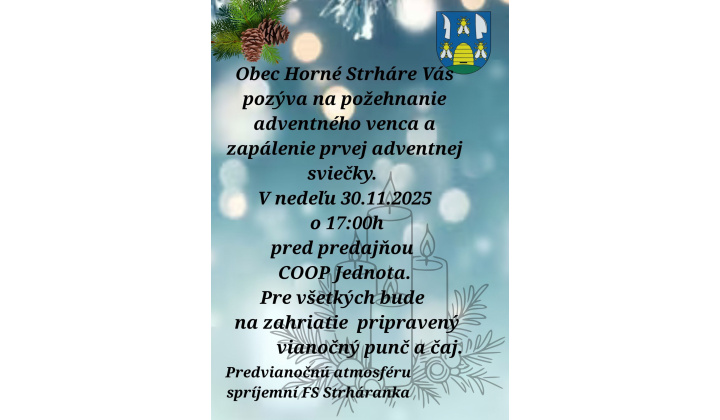 Požehnanie adventného venca a zapálenie prvej adventnej sviečky