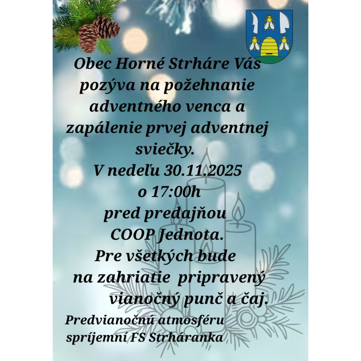 Požehnanie adventného venca a zapálenie prvej adventnej sviečky